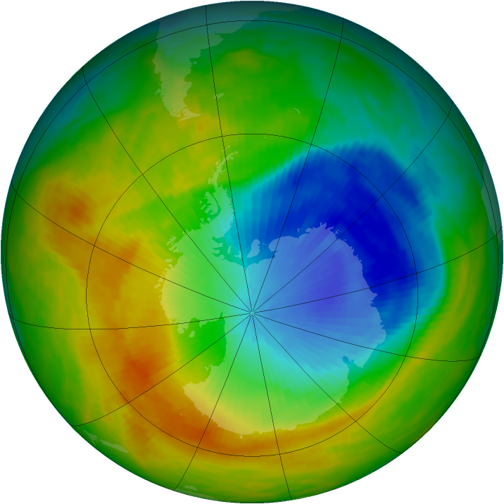 Antarctic ozone map for 10 November 1989